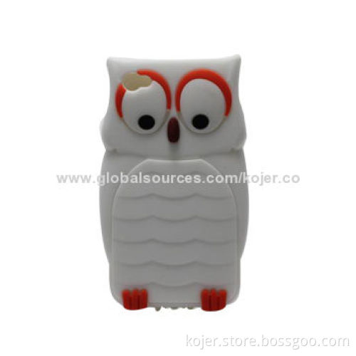 Lovely Owl Silicone Mobile Phone Case for iPhone 4/4s, OEM Orders Welcomed